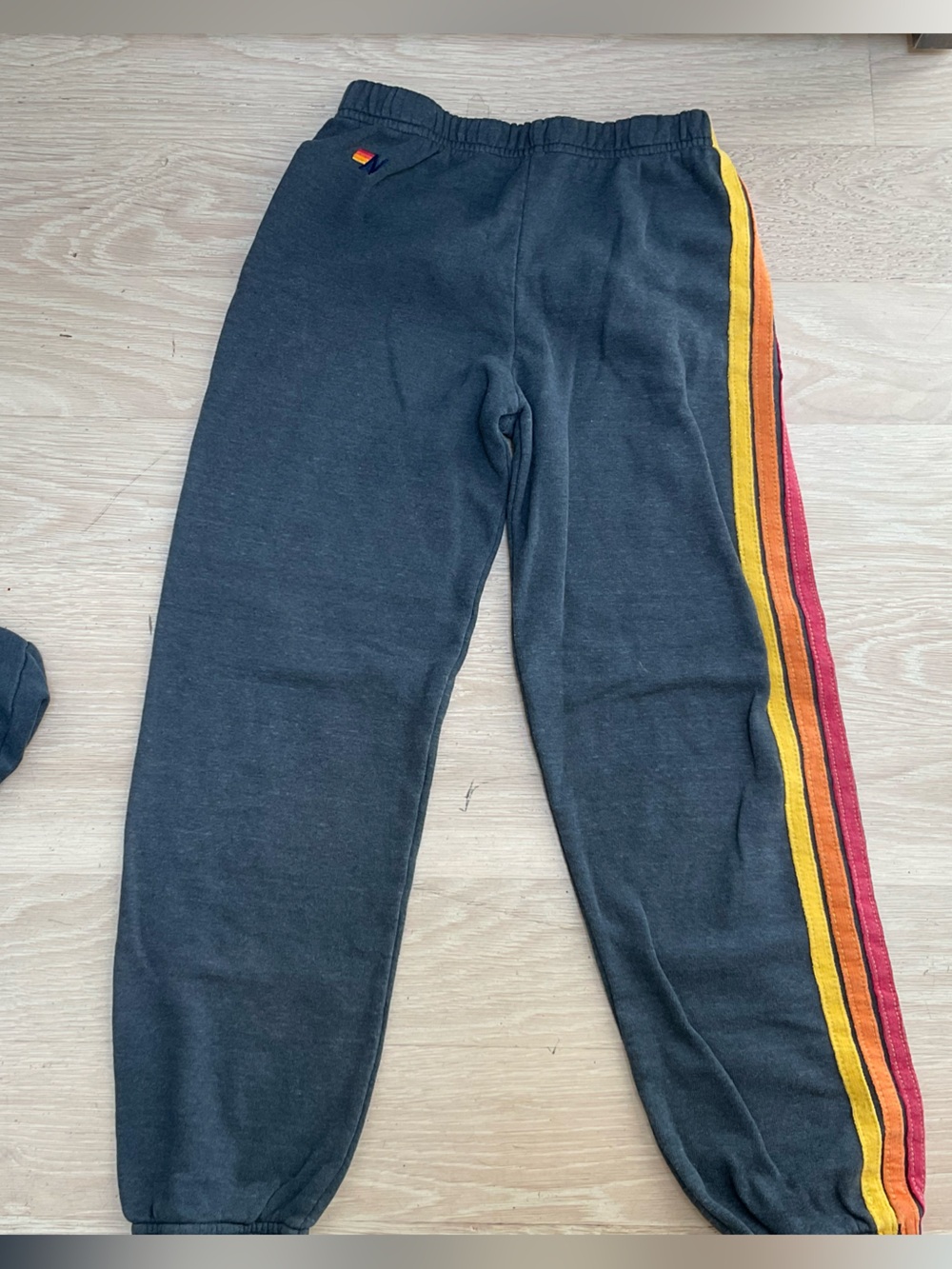 Aviator Nation Kids Black Sweatpants with Red & Yellow Side Stripes